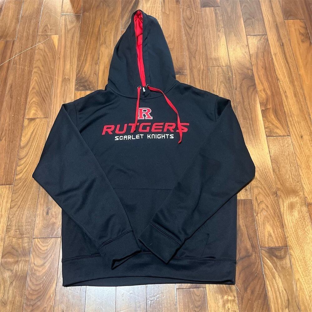 Stadium Athletics Rutgers Scarlet Knights Hoodie Mens L Black Red NCAA
